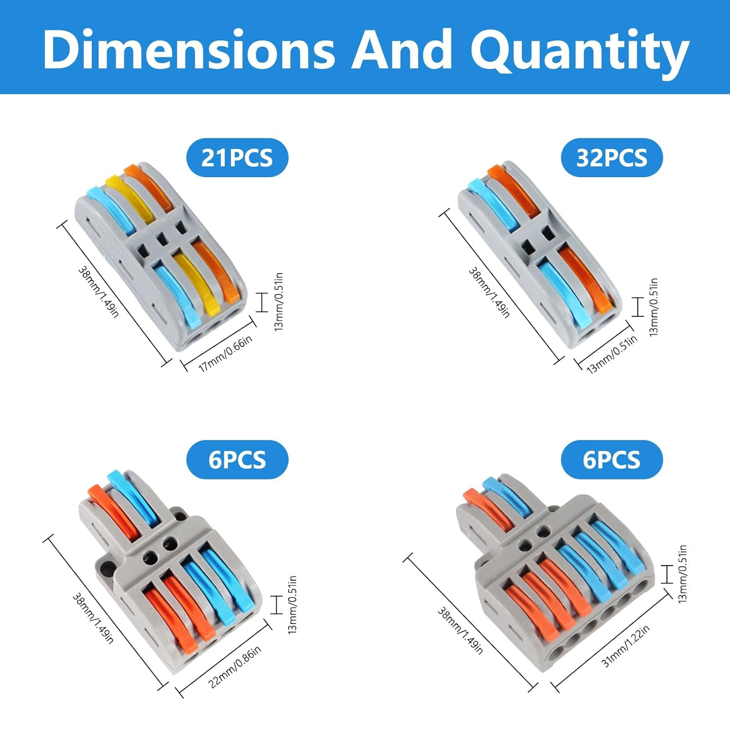 DIANN Lever Wire Connectors Kit 65Pcs Compact Splicing Wire Connectors Assortment Pack Lever Connector Kit Quick Wiring Connector for AWG 28-12 image number 1