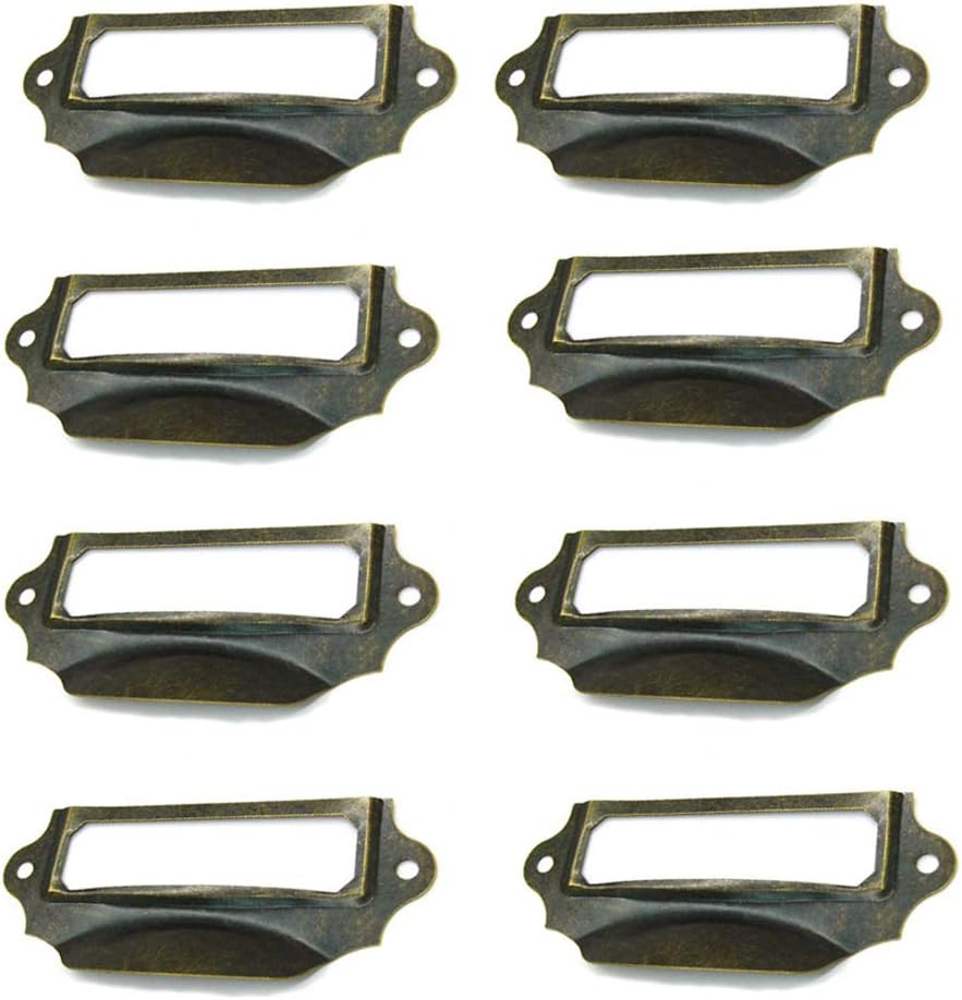 Sagasave Label Holder Pull Handles, Vintage Iron Label Frame Drawer Knobs with Screws for Cabinet Cupboard, Bronze Tone, 90X40Mm, Pack of 8 image number 3