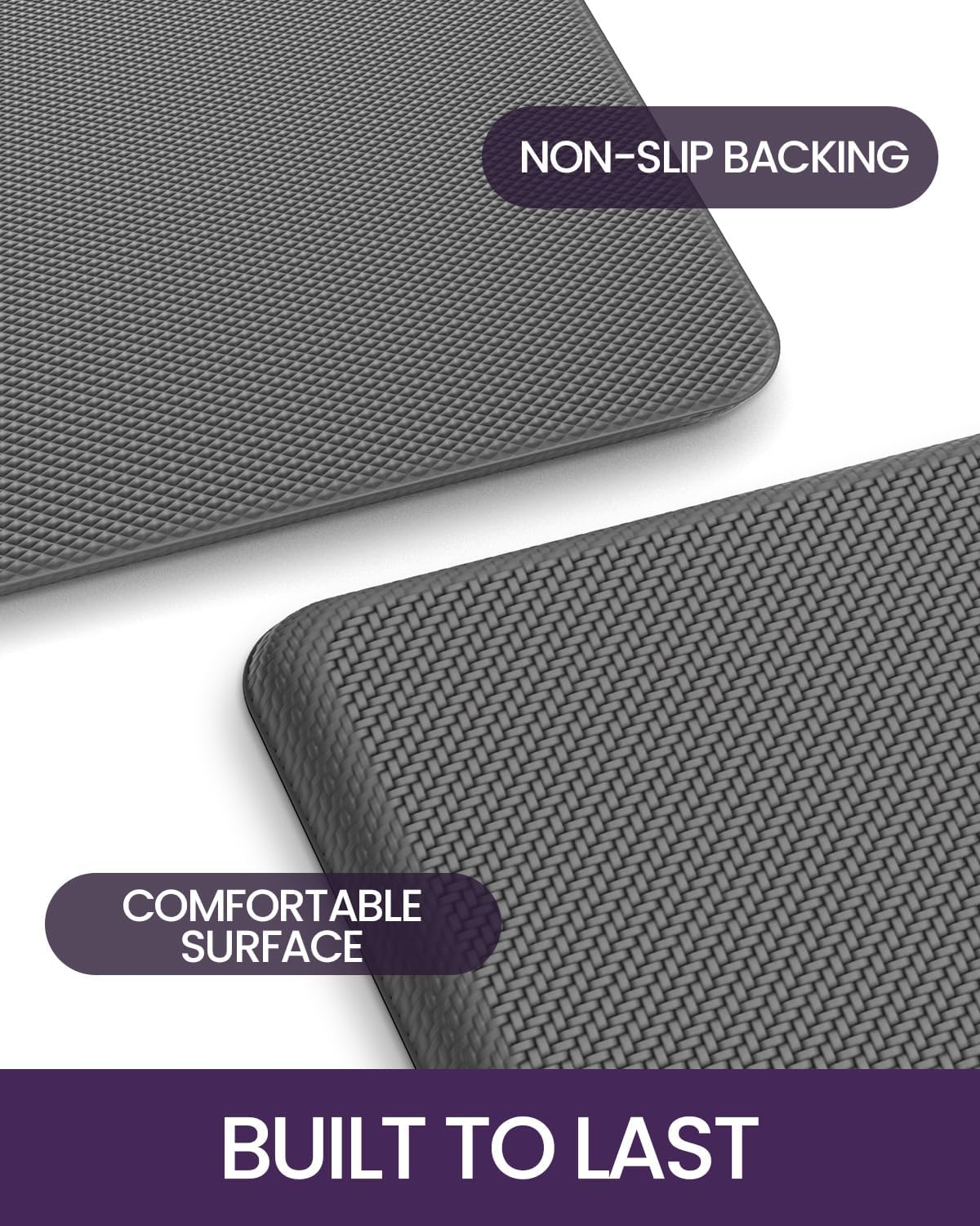 DEXI anti Fatigue Kitchen Mat, Stain Resistant, 1.8Cm Thick, Padded Cushioned Floor Comfort Mats for Home, Garage and Office Standing Desk, 51 X 99Cm, Grey image number 2