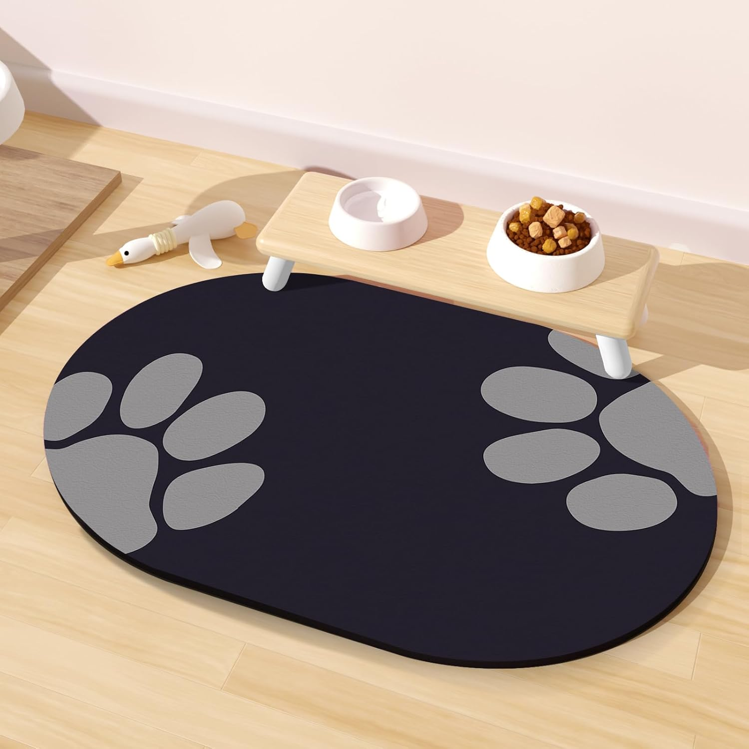 METEOROCK Absorbent Dog Food Mat, 51X30.5Cm Non Slip Cat Feeding Mat, Anti-Scratch Cat & Dog Bowl Mats for Floor, Easy Clean Pet Food Mats for Dogs and Cats, Fit with Kitchen, Living Room, Garden