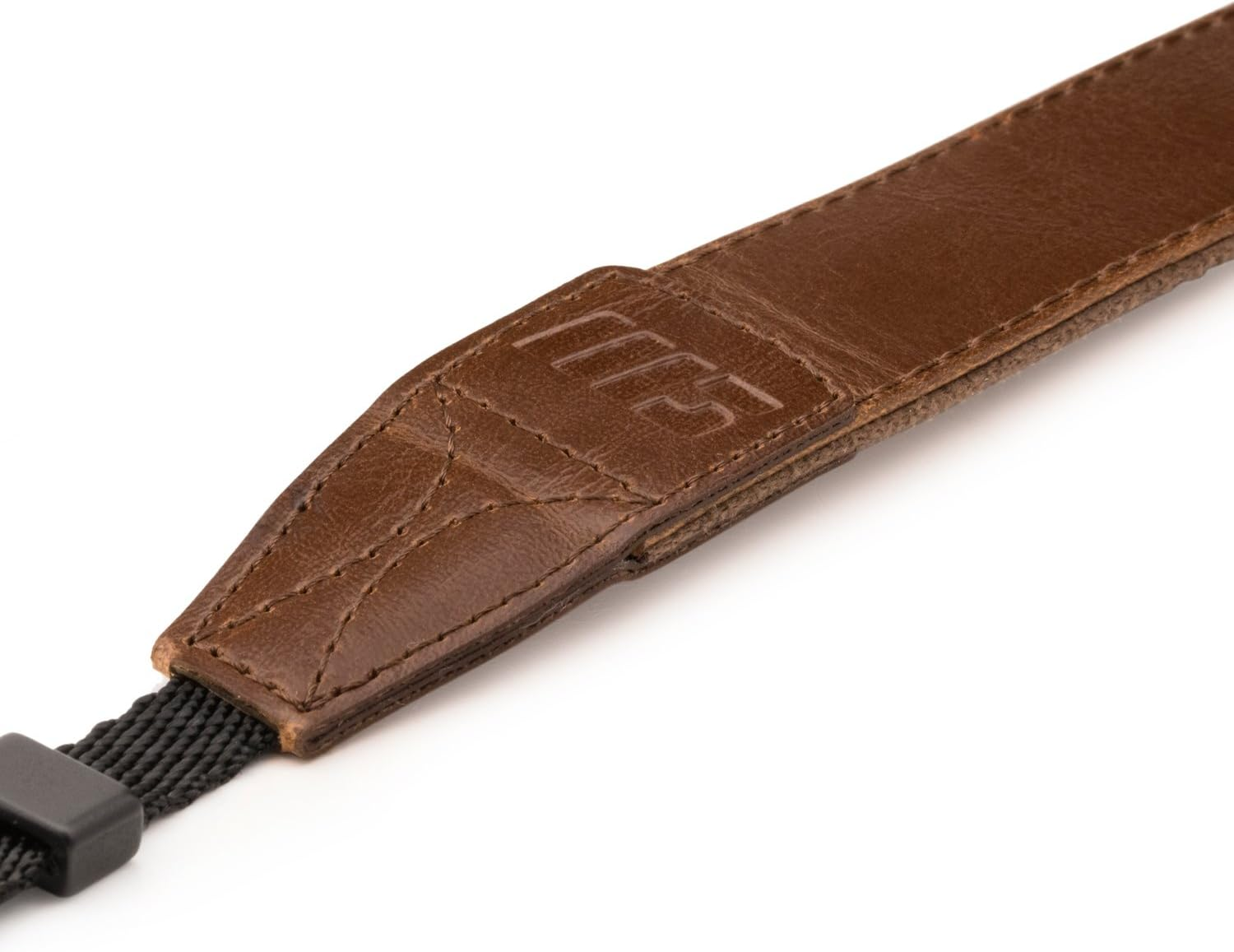 Megagear SLR, DSLR Leather Shoulder or Neck Strap for Canon, Nikon, Samsung, Olympus, Sony, Fujifilm, Panasonic - Dark Brown - Black image number 4