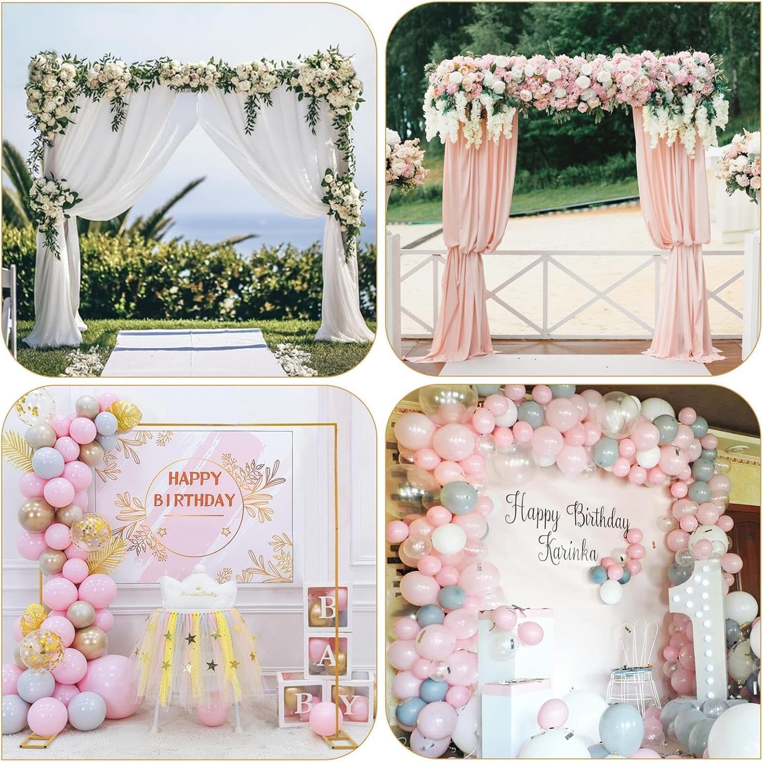 10FT Wedding Arch Metal Backdrop Stand with Adjustable Square Backdrop Stand for Flowers, Balloons, and Party Decoration (Gold, 3X3 Meters) image number 3