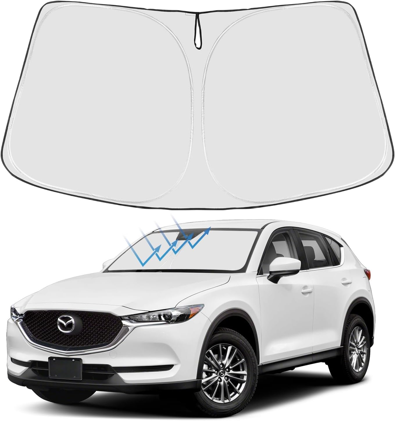 Proadsy Front Windshield Sun Shade Foldable Sunshade Protector Custom Fit 2017-2024 Mazda CX5 CX-5, Sport, Touring, Grand Touring, 4 Door Crossover Accessories 2024 Upgrade image number 6