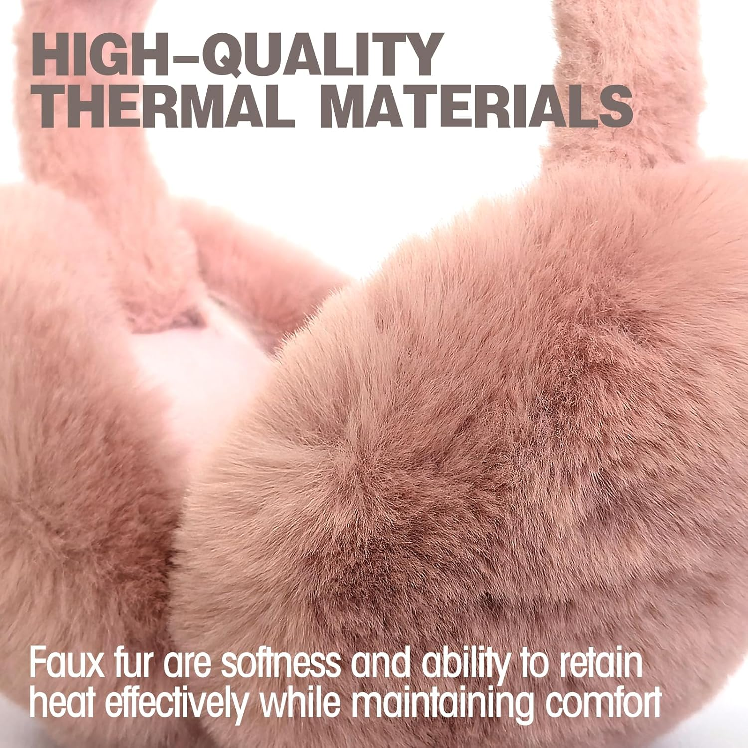 Cisnocr 2Pcs Earmuffs for Women Winter White Black Fur Earmuffs Foldable Ear Warmer Soft Ear Covers