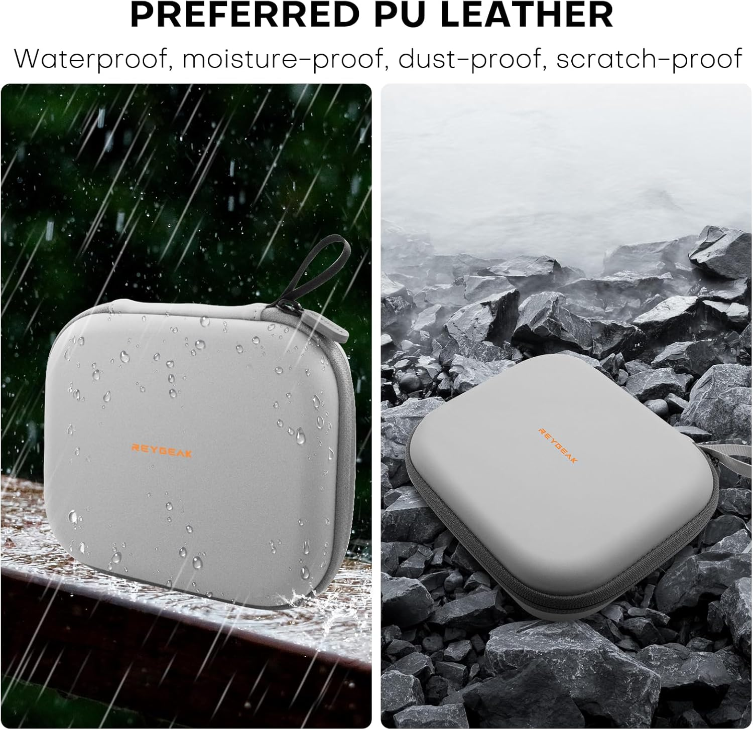 REYGEAK Portable PU Compact Bag for DJI NEO Drone, Waterproof Small Storage Case for DJI NEO Accessories (Grey) - Orange image number 5