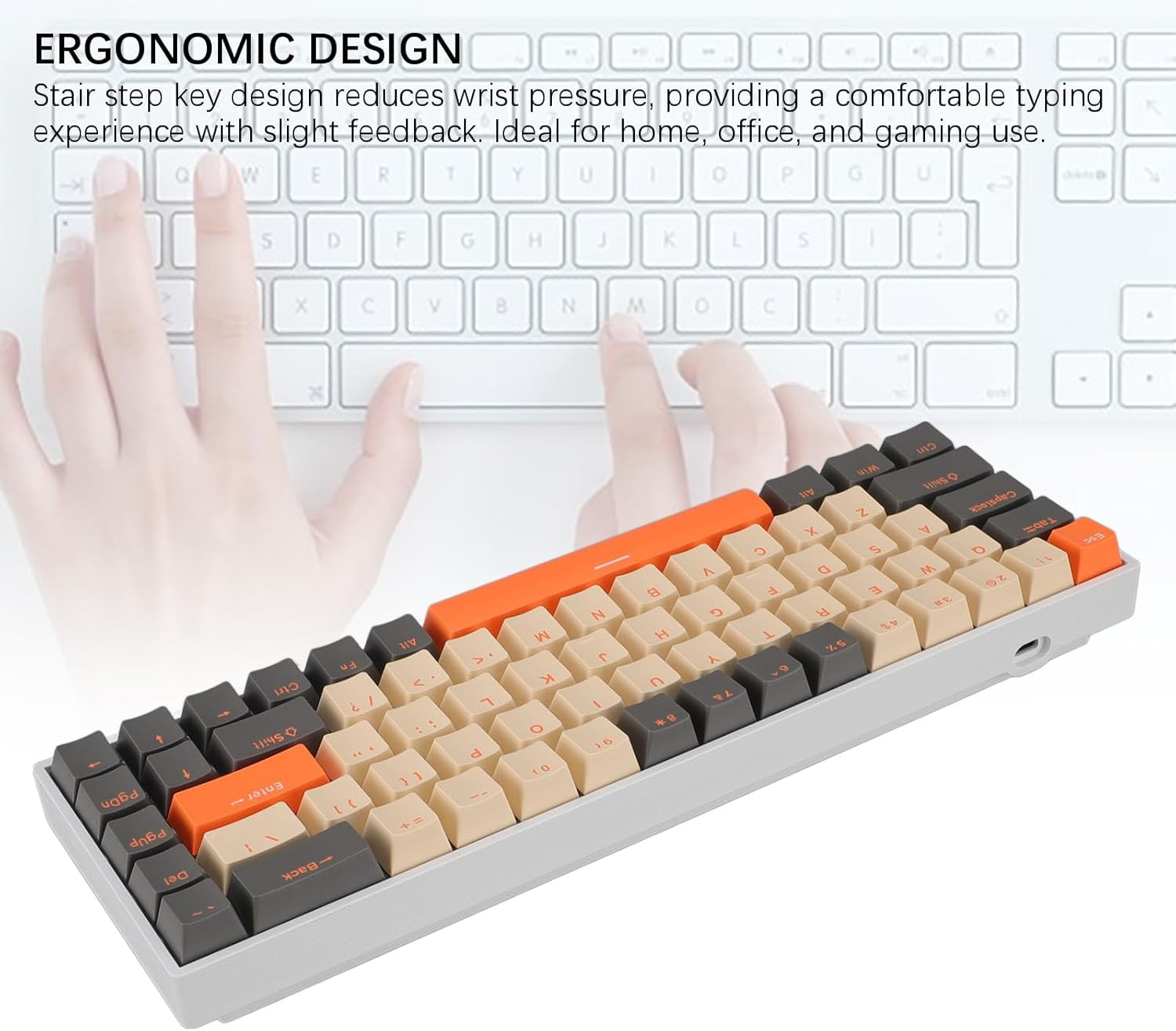 60% Mechanical Gaming Keyboard, 68 Keys Wired RGB Backlit Keyboard with Blue Switch, Ergonomic Portable Computer Keypad for Wins PC Laptop image number 6