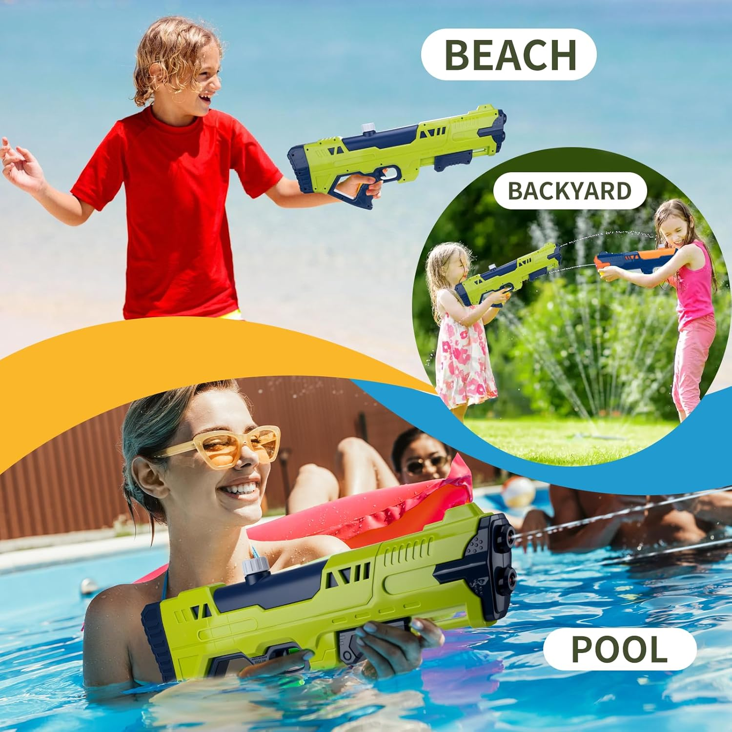2 Pcs Water Guns for Kids, 1800Ml Big Water Pistol Squirt Guns for Toddlers, Water Blaster Toys for Boys Girls, Summer Toys for Outdoor Indoor Swimming Pool Beach Game
