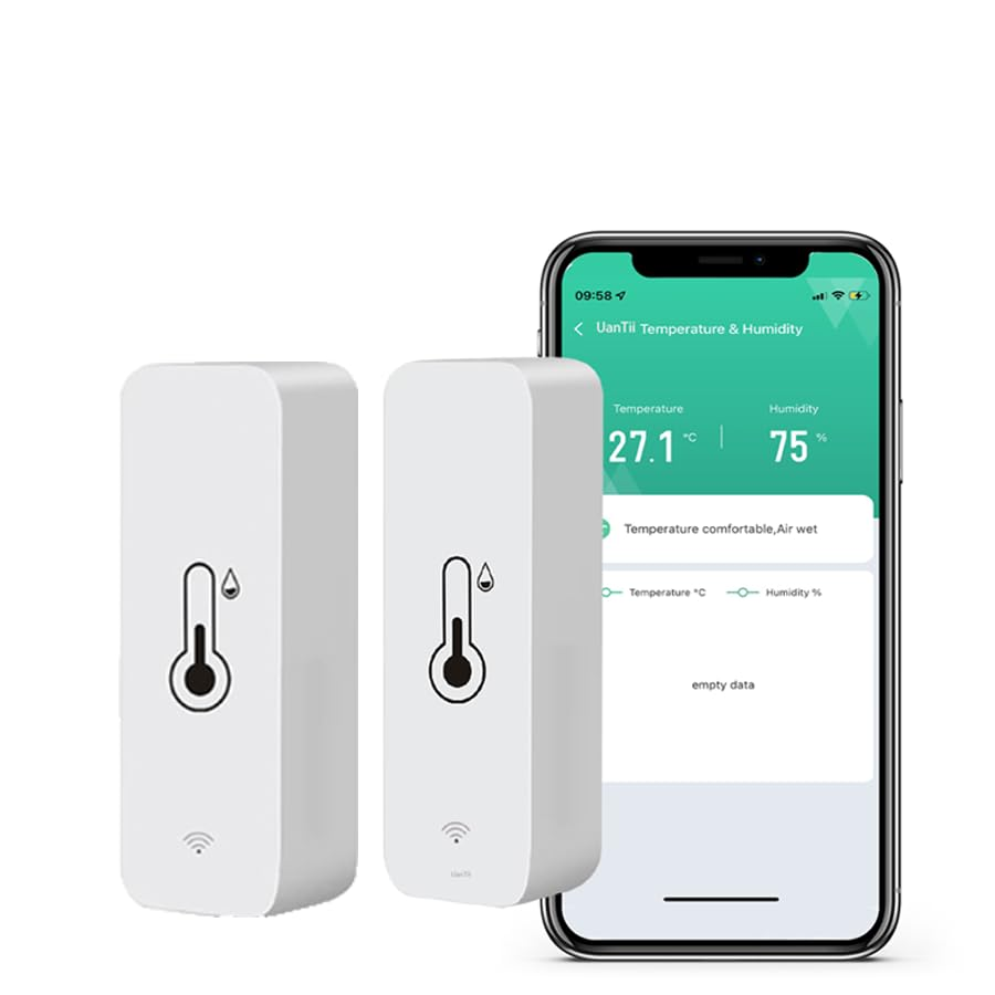 Uantii Smart Temperature Humidity Sensor Tuya Wifi Indoor Thermometer App Monitor Compatible with Alexa Works with Google Assistant (2) image number 2