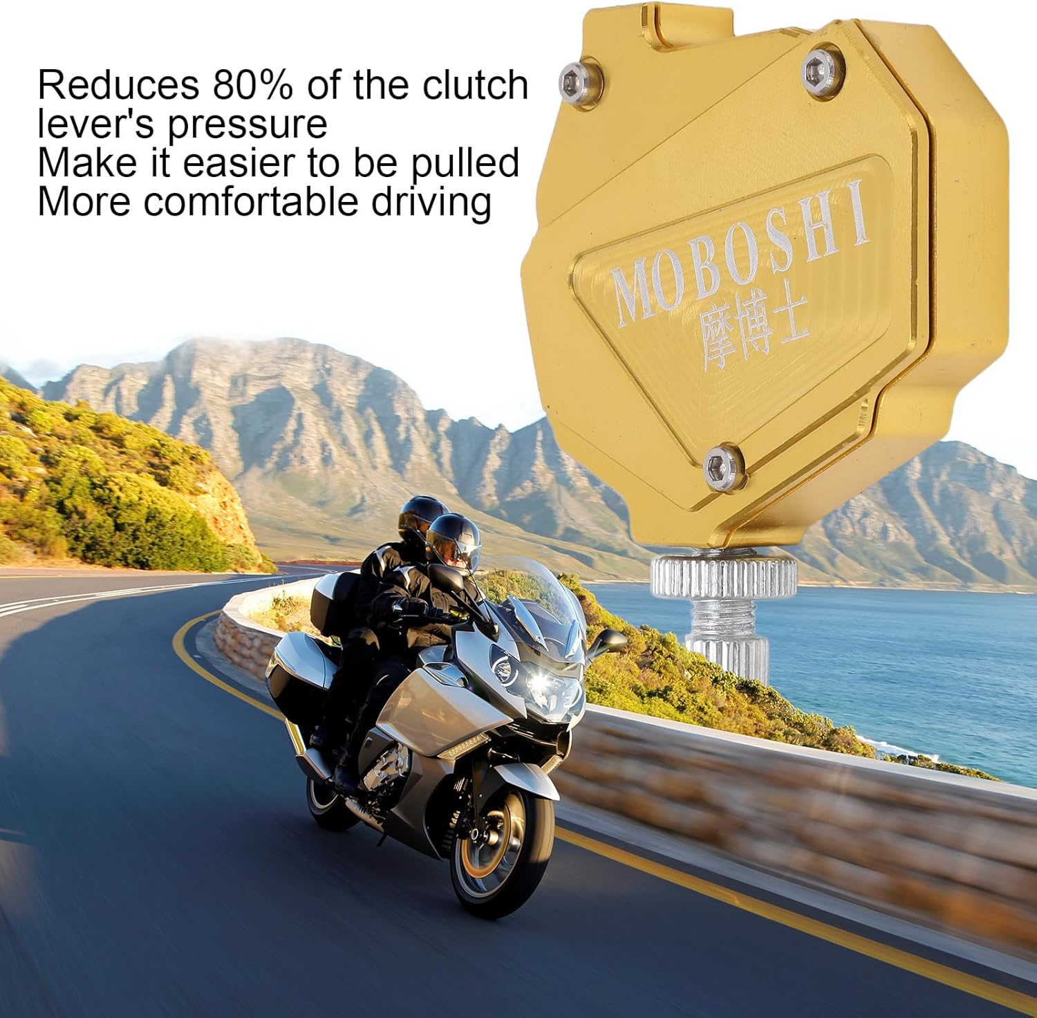 Stunt Clutch Pull Cable Lever， Clutch Cable Easy Pull System，Gold Universal Motorcycle Stunt Clutch Lever Easy Pull Cable System Aluminium Alloy Motorbike Accessories Braking System image number 4