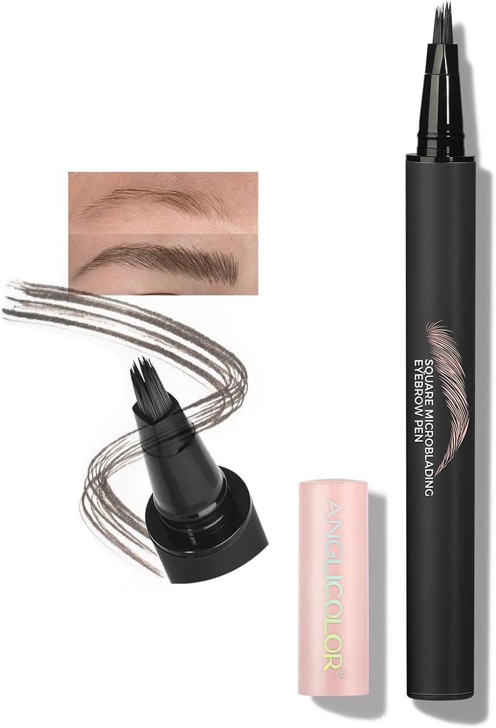 Anglicolor Eyebrow Pen Simple and Easy to Use，Microblading Pen for Eyebrows Creates Hair-Like, Natural-Looking, 3D Eyebrows,All-Day, Long-Lasting Makeup Effect (03 SLATE BROWN)