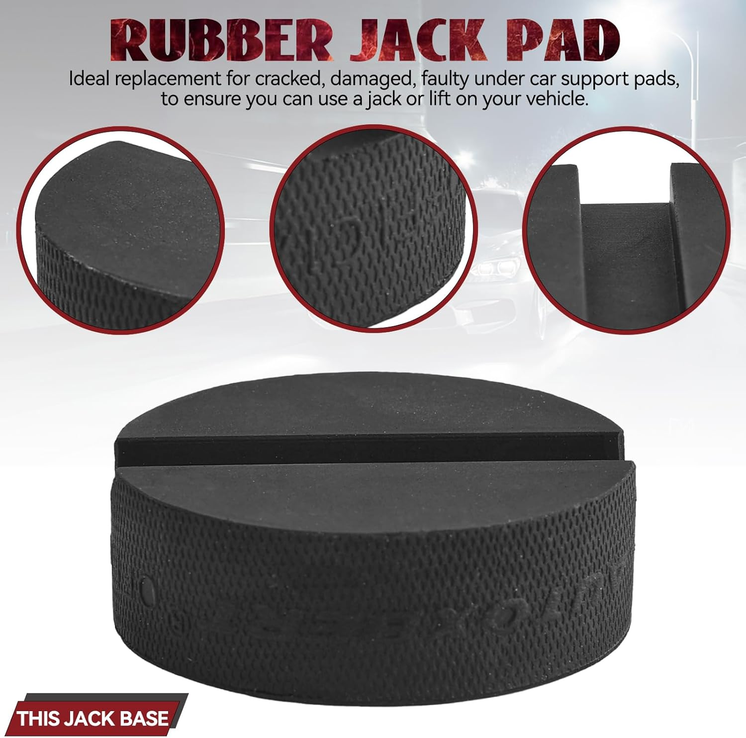 Universal Car Jack Rubber Pad for Jack Stands Slotted Pinch Weld Side Frame Rail Protector Trolley Jack Heavy Duty Jack Pad Adapter image number 6