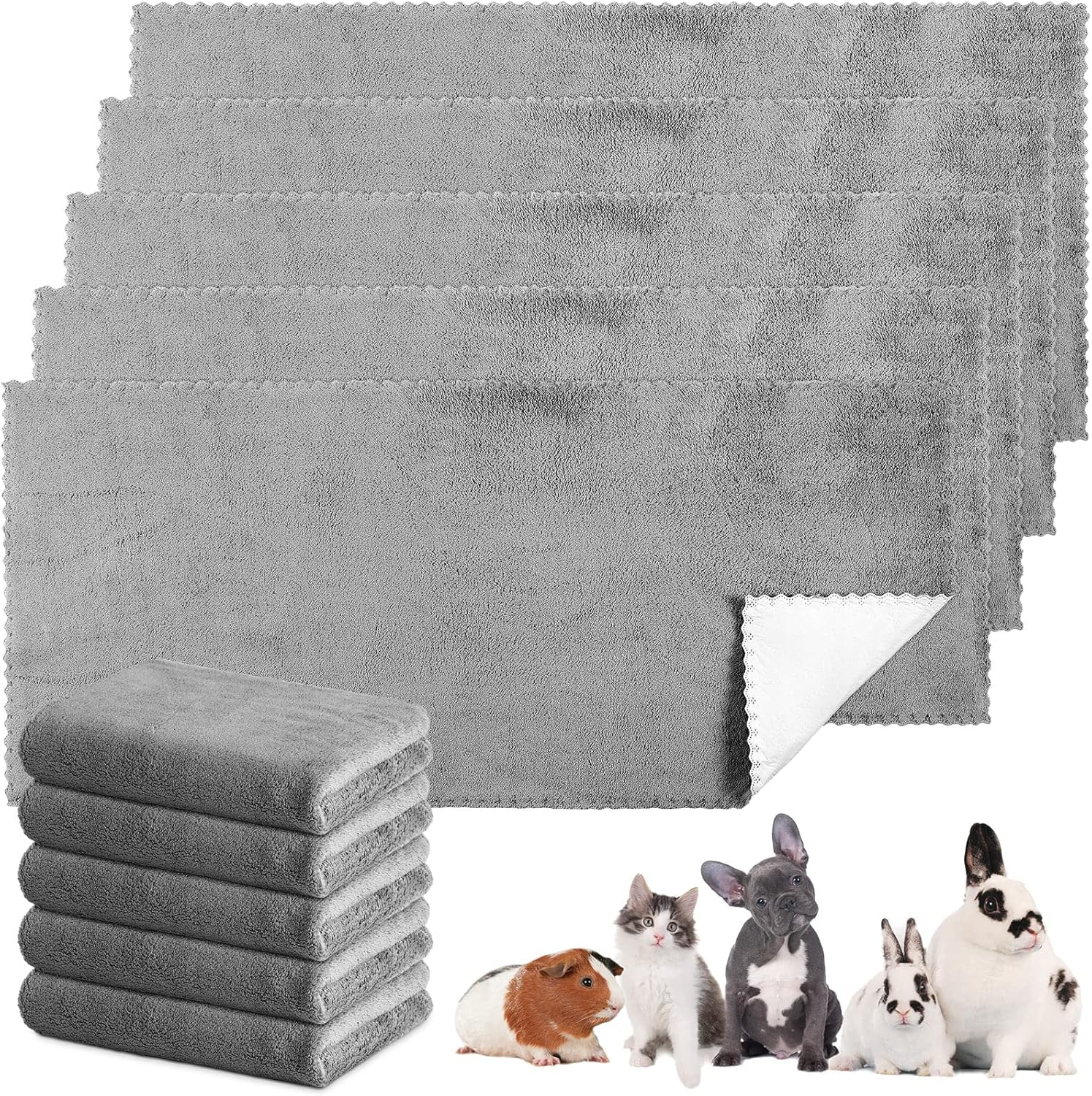 Panelee Pack of 10 Waterproof Guinea Pig Blankets, Washable Pet PIPI Underlay, Small Animal Sleeping Mat, Absorbent Reusable Guinea Pig Cage Inserts (Blue, 18 X 24 Inches)