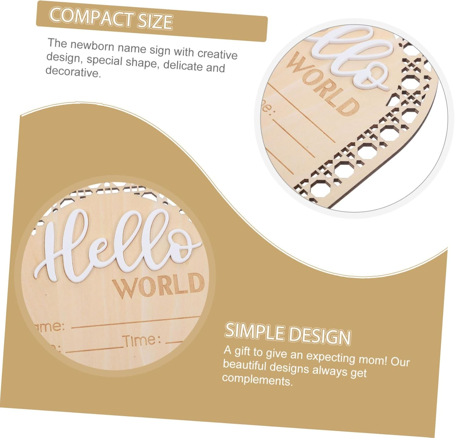 Wooden Baby Name Announcement Sign for Newborns Birth Announcement Board for Nursery 2Pcs Set image number 3