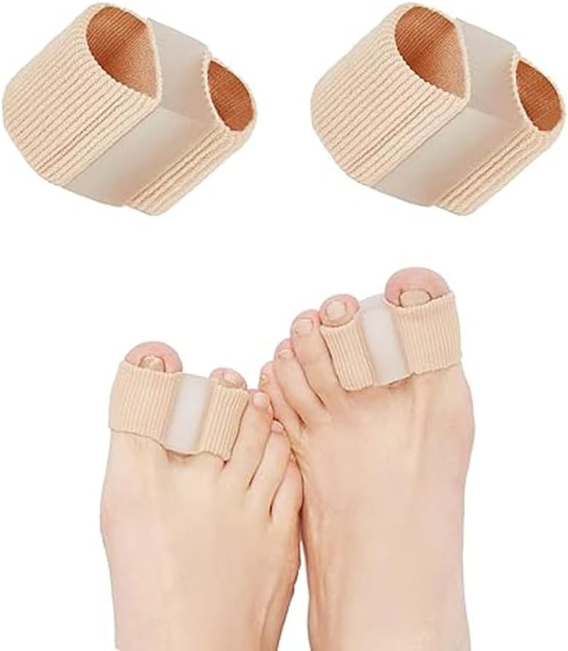 Gel Toe Separator, Tube Bandages, 2 Pcs Silicone Toe Stretcher, Hallux Valgus Correction, Gel Big Toe Spacer with 2 Loops, Double Hole Toe Orthosis for Bunion Pain and Overlapping Toes, Women and Men image number 4
