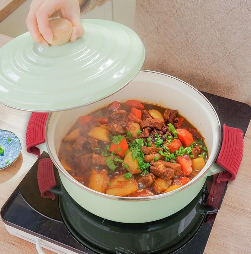 4 Pieces Silicone Hot Tool Holder Heat Resistant Potholder Cookware Handle Non Slip Rubber Pot Holders Handles Grip Covers for Cast Iron Skillet Silicone Cooking Kitchen Suits (Green, One Size) image number 5