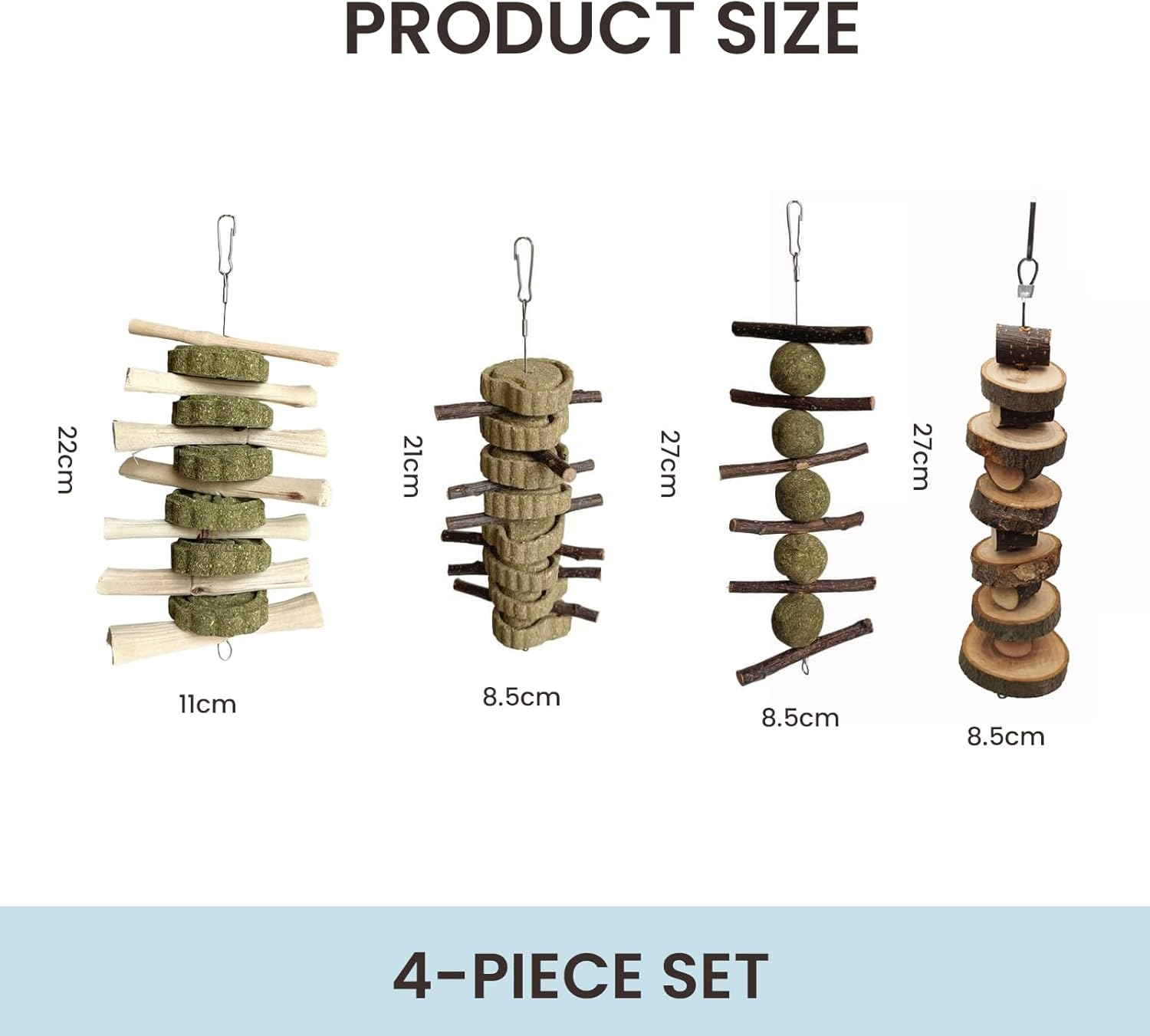 4Pcs Bunny Chew Toys,Rabbit Chewing Teeth Toys,Parrot Chewing Toys,Wood Chew Sticks for Small Pets,Animal Chew Balls for Hamsters,Cockatiel Toys Animal Hamster Ball Wooden image number 1