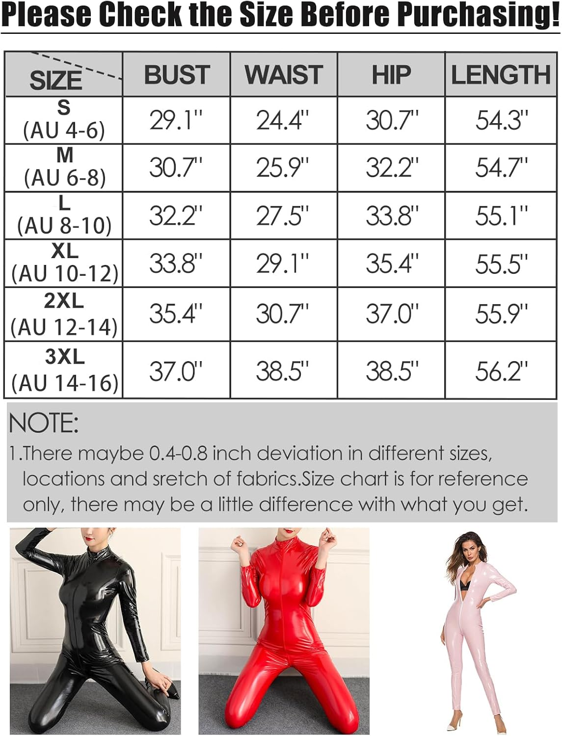 Women'S Bodysuits Jumpsuits Sexy Shiny PVC Leather Catsuit Sexy Full Body Latex Tight Catsuits Wet Look Leather Zipper Shaperwear Nightclub image number 7