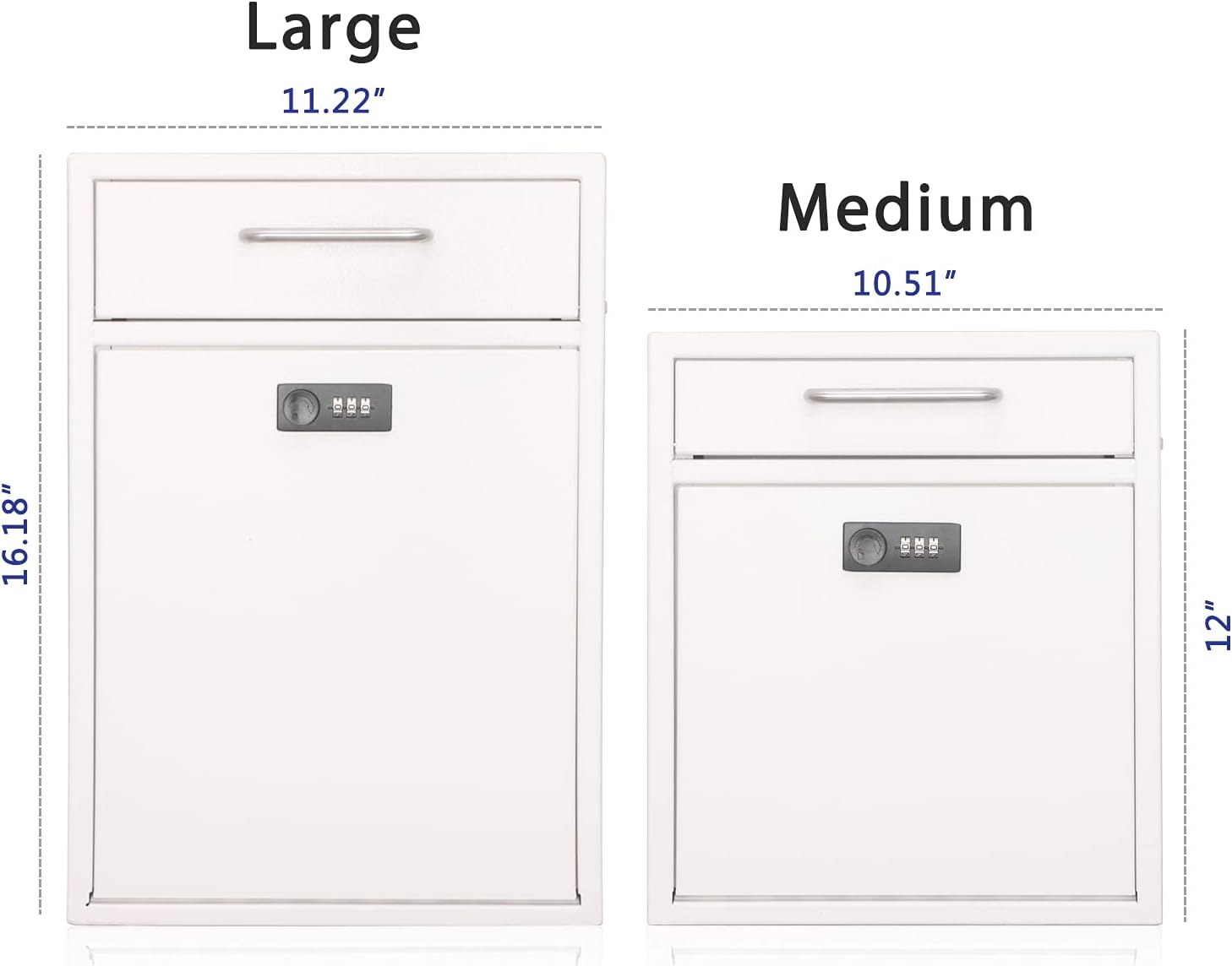 Xydled Wall-Mount Mailbox with Combination Lock, High Security Durable Drop Box, Hanging Secured Postbox, Rust-Proof, Letter Deposit Payment, White,Xl Large image number 3