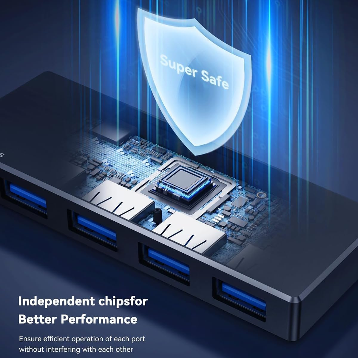 USB 3.0 Hub,Portable USB Adapter Extender, 4 Port USB Hub Splitter for Laptop, Xbox, Flash Drive, HDD, Console, Printer, PC, Keyboards, Mouse(Not for Charging) image number 4