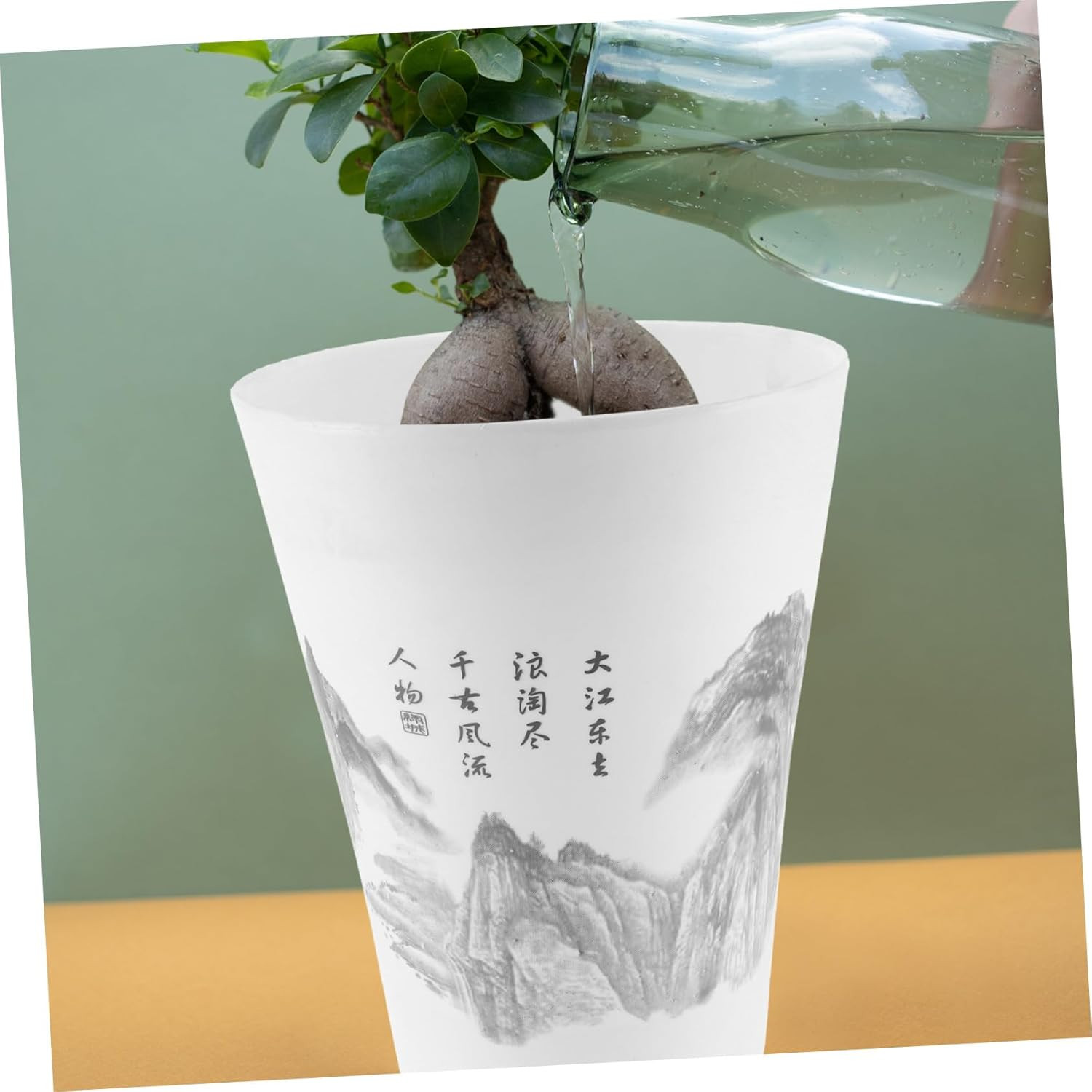 Landscape Resin Flower Pot Herb Planter Plant Pot for Indoor Plants Water Drainage and Airflow image number 2