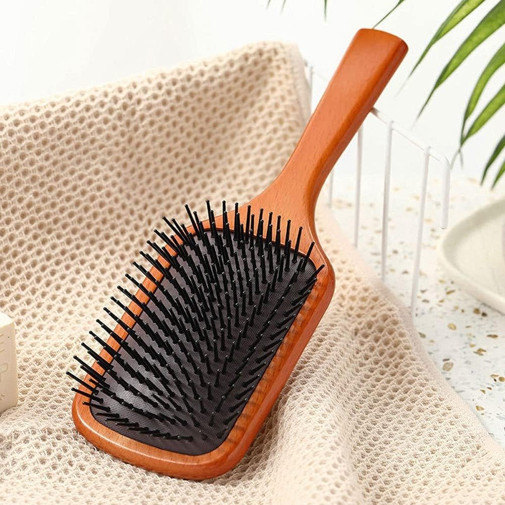 Paddle Hair Brush for Detangling, Wooden Hairbrush,Hairbrush Set with Air Cushion, Spa Comb,Reduces Frizz, Massages Scalp,Comb for Women and Men,For Straight Curly Wavy Wet and Dry Hair,Thick or Fine image number 3