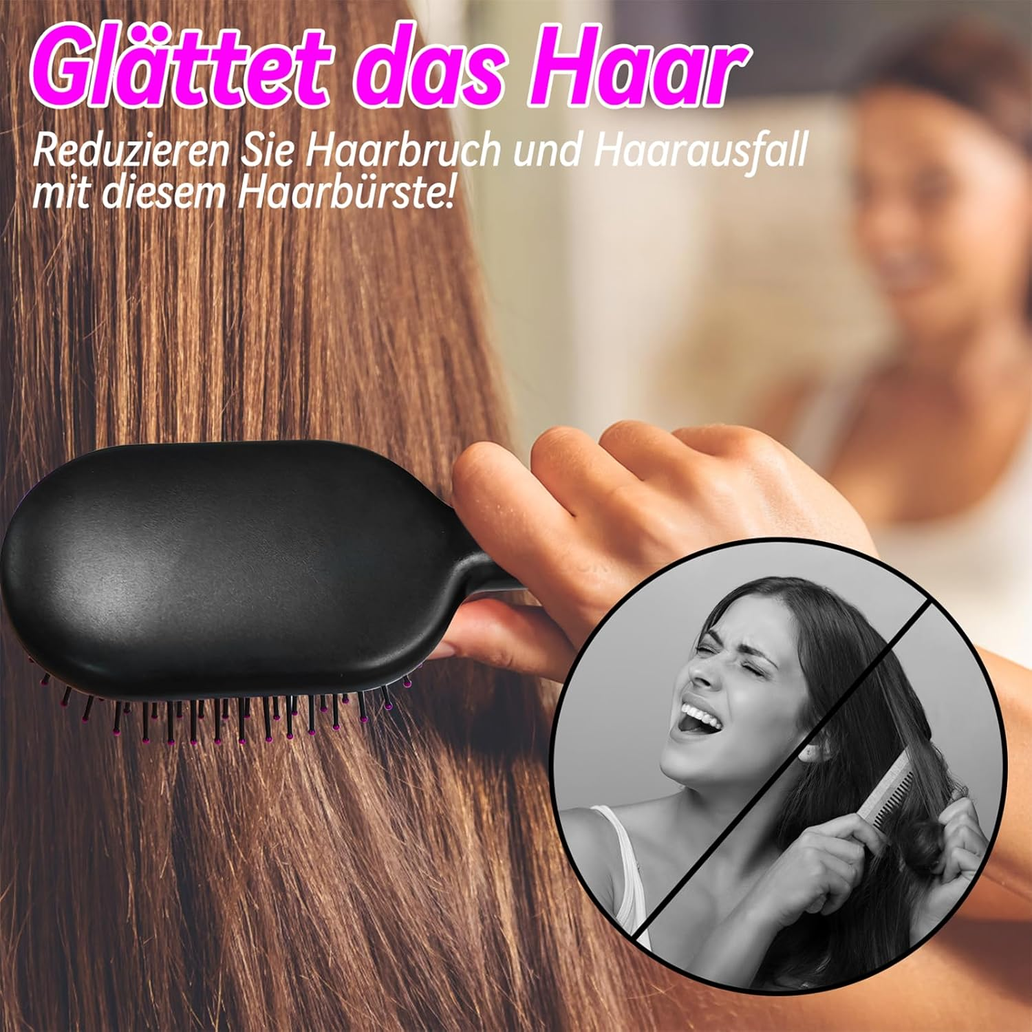 Yeelan Hair Brush without Pulling, Curl Defining Brush, Curl Brush for Massaging the Scalp, Detangler Brush with Cleaning Brush, Wet Brush for Dry and Wet, Hair Brush for All Hair Types