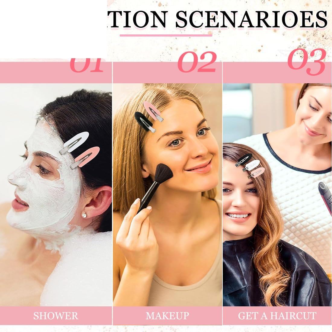 20 Pieces Seamless Hair Clips, Hair Pin Curl Clips, No Bending Hair Clips, Hair Pin Curl Clips, No Bending Hair Clips for Hair Styling, Make up (White/Blue/Black/Pink/Yellow) image number 3