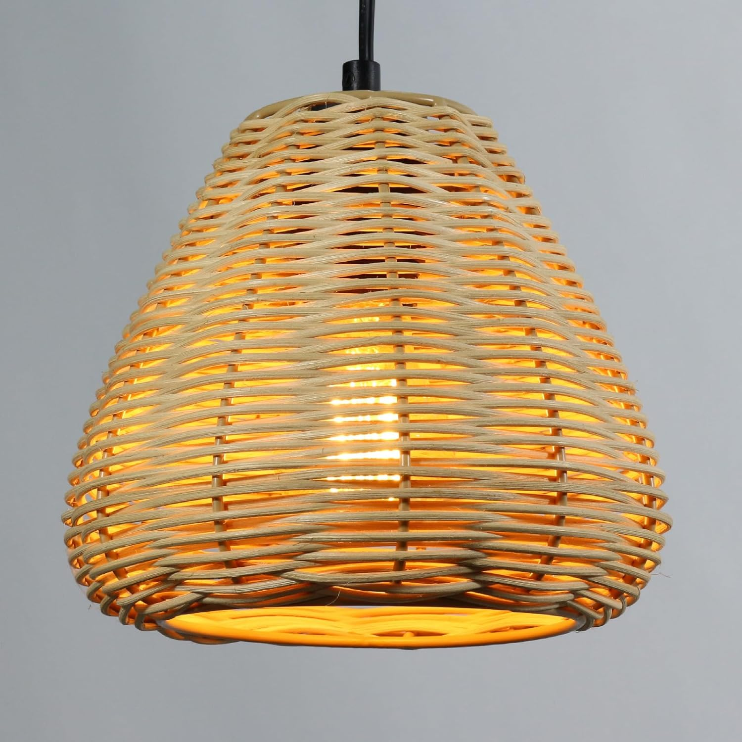 Round Rattan Lampshade Boho, Stylish Upgrade Lampshade for Table Lamp, Hanging and Floor Lamp, All Indoor Spaces (Brown, 14 Cm Diameter 15 Cm Height) image number 6