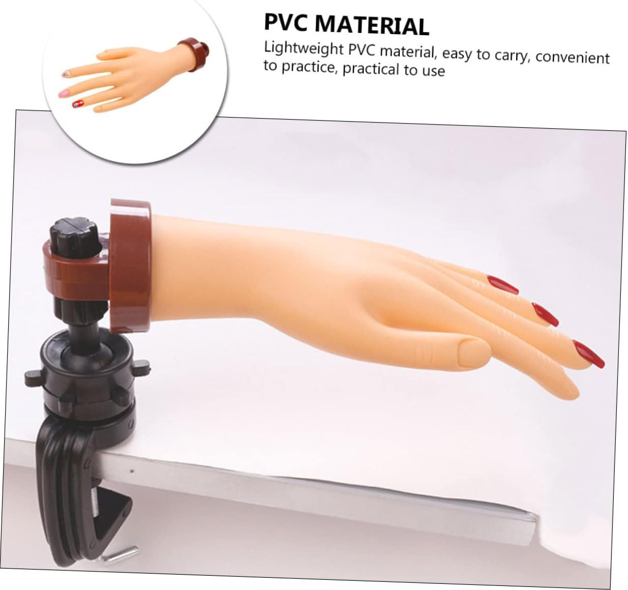 ADOCARN Flexible Manicure Model Simulated Hand Fake Nails Nail Art Wear Portable Hand image number 3