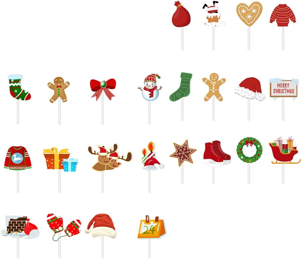 LUOZZY 24Pcs Christmas Cupcake Toppers Food Fruit Picks Cake Picks Decoration Xmas Party Favors image number 2