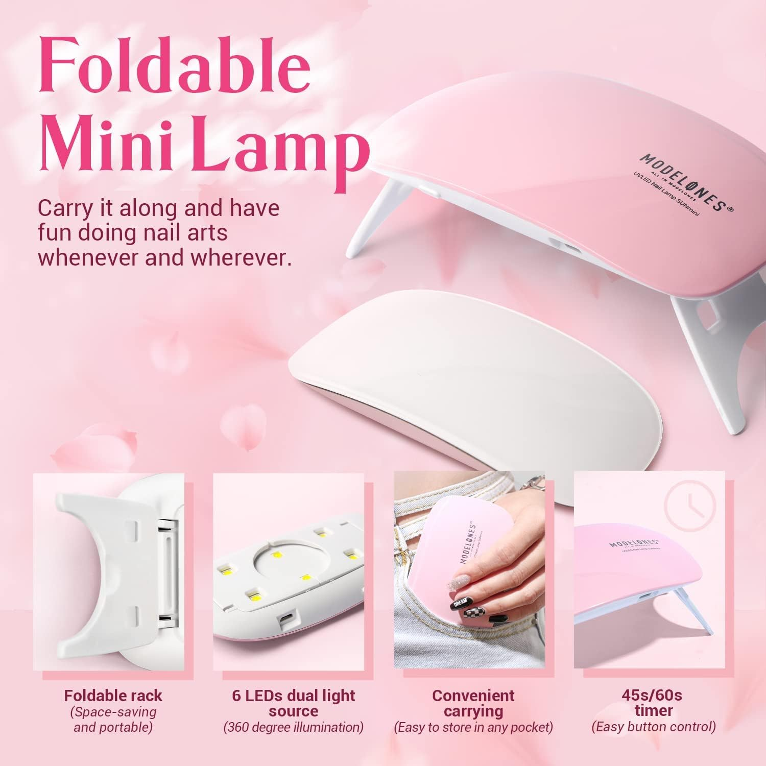 Modelones Poly Nail Gel Kit Builder Extension Gel Nude White French Nail Colors with Mini Nail Lamp Slip Solution Rhinestone Nail Manicure All-In-One Kit DIY Nail Art Design Beginner Kit Gift image number 1