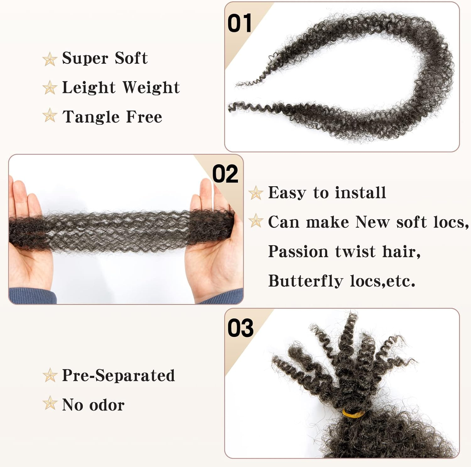 24 Inches, 8 Packs Pre-Separated Springy Afro Twist Hair, Synthetic Marley Crochet Braiding for Distressed Soft Locs Extension for Black Women (24 Inches, 4#) image number 2