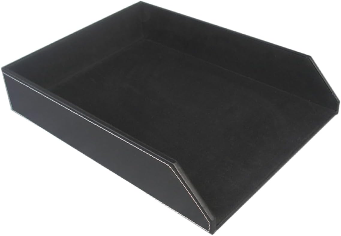 A4 Paper Storage Tray File Document Organizer Black Single-Layer Desktop File Holder Tray for Home School Office Desk Accessories