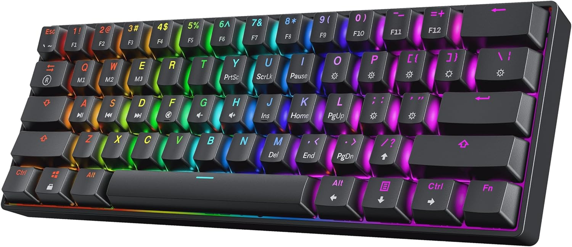 HK GAMING GK61 60% V3 | Hotswap Mechanical Gaming Keyboard | 61 Keys Multi Color RGB LED Backlit for Pc/Mac Gamer | US Layout (Black, Mechanical Speed Yellow) image number 6