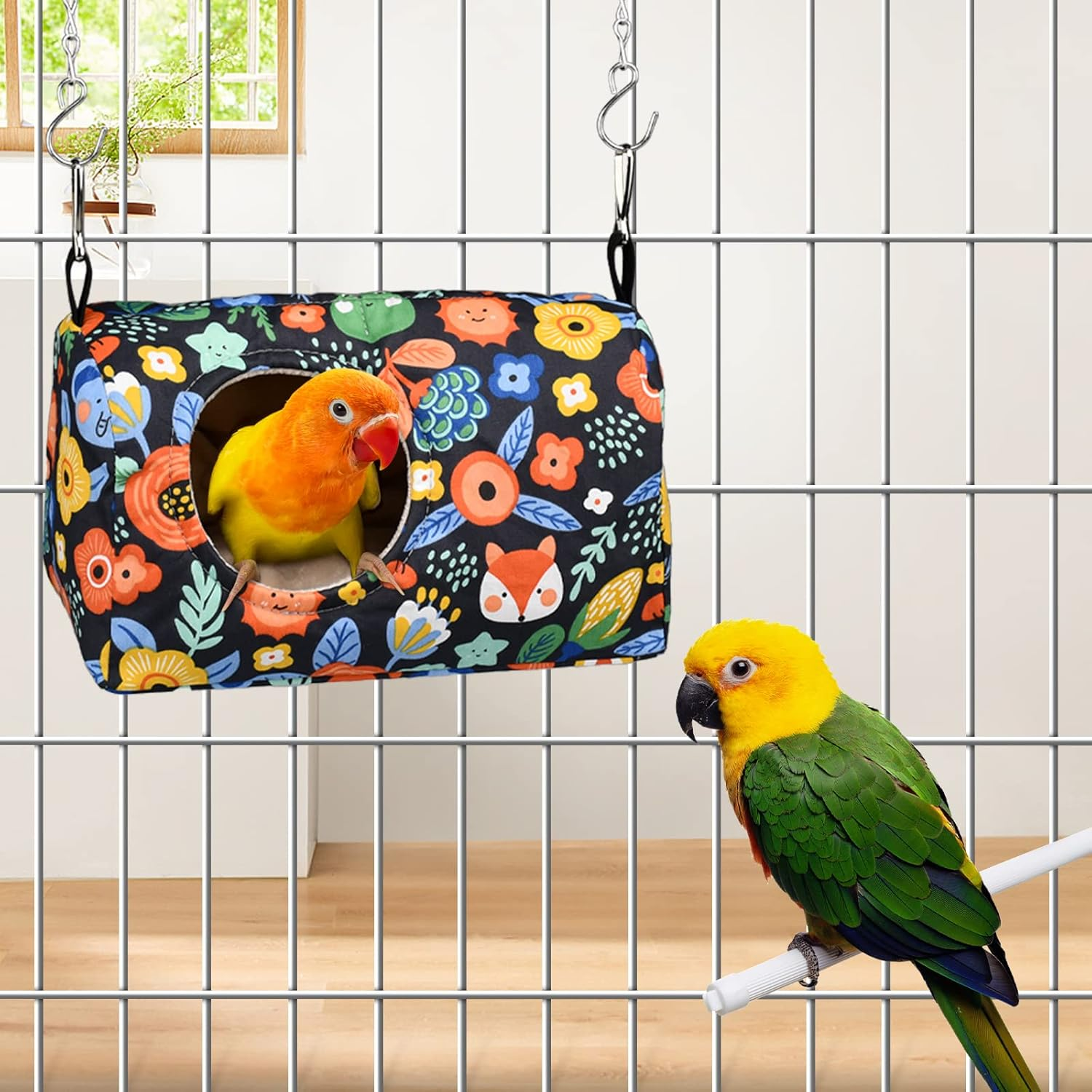 Shurung Bird Warm Bed Sleeping Nest House Snuggle Hanging Hut Hammock Hideaway Cave for Cockatiels Parakeets Budgies Lovebirds L image number 3
