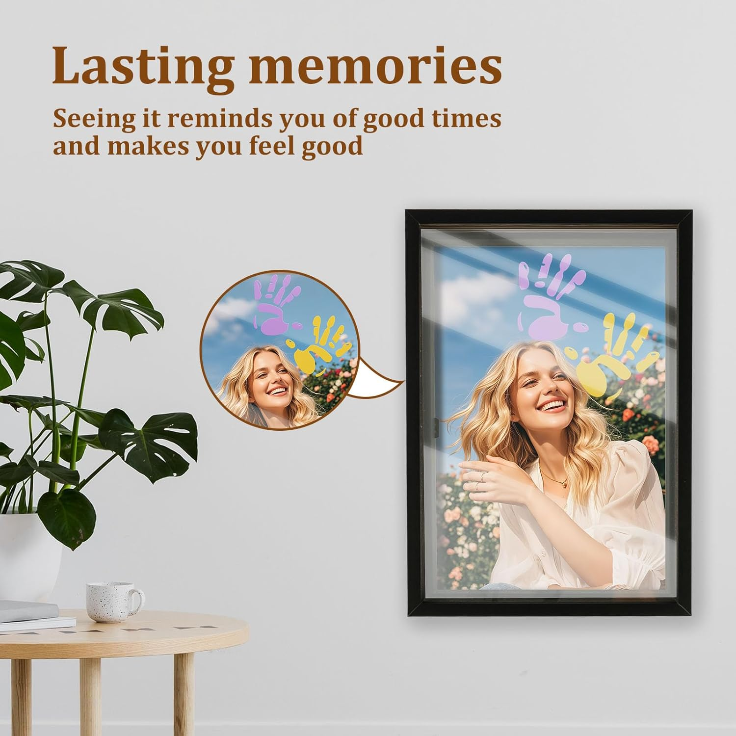 Family Handprint Kit, DIY Craft Keepsake Wooden Frame, Significative Family Print Set for Craft Memorable Hand Print Photo Frame for Parent Kid Home image number 1