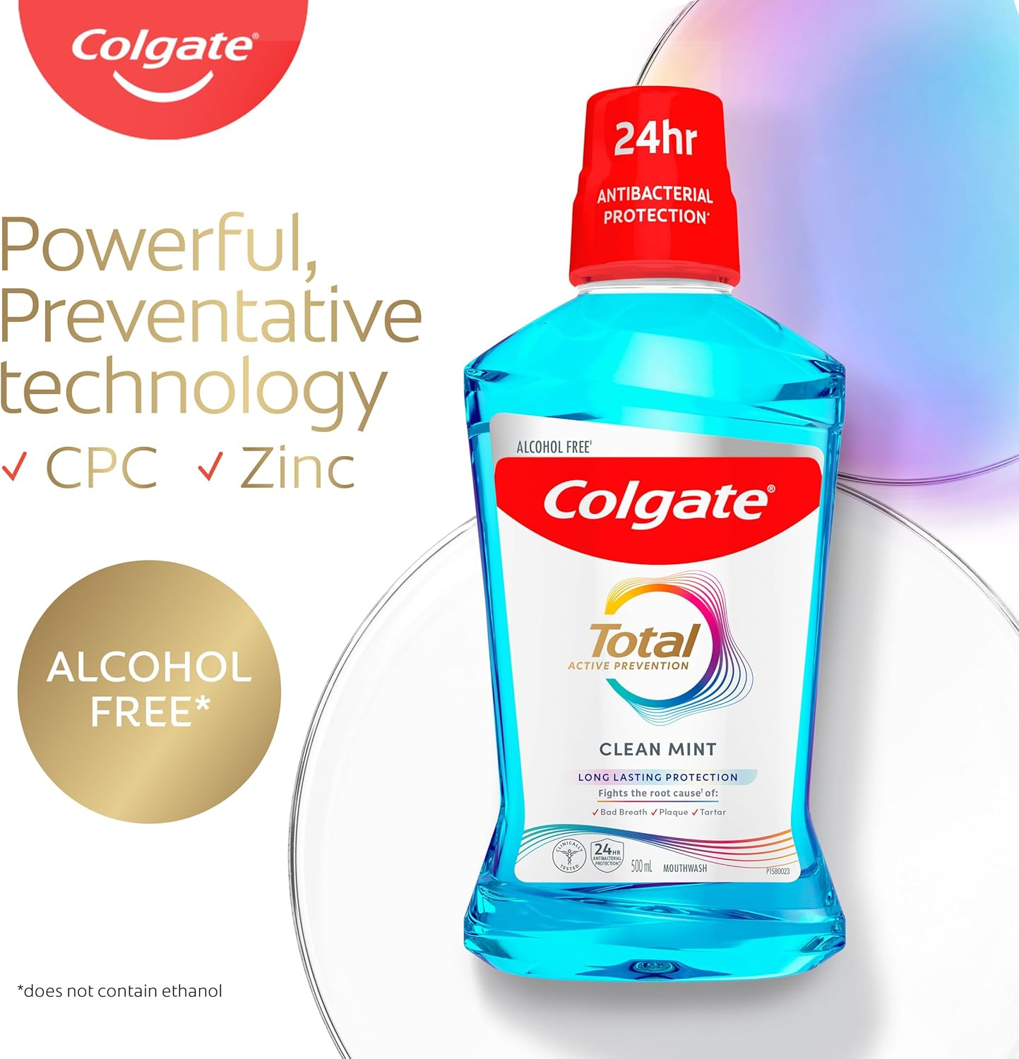 Colgate Total Active Prevention Clean Mint Mouthwash, 500Ml image number 2
