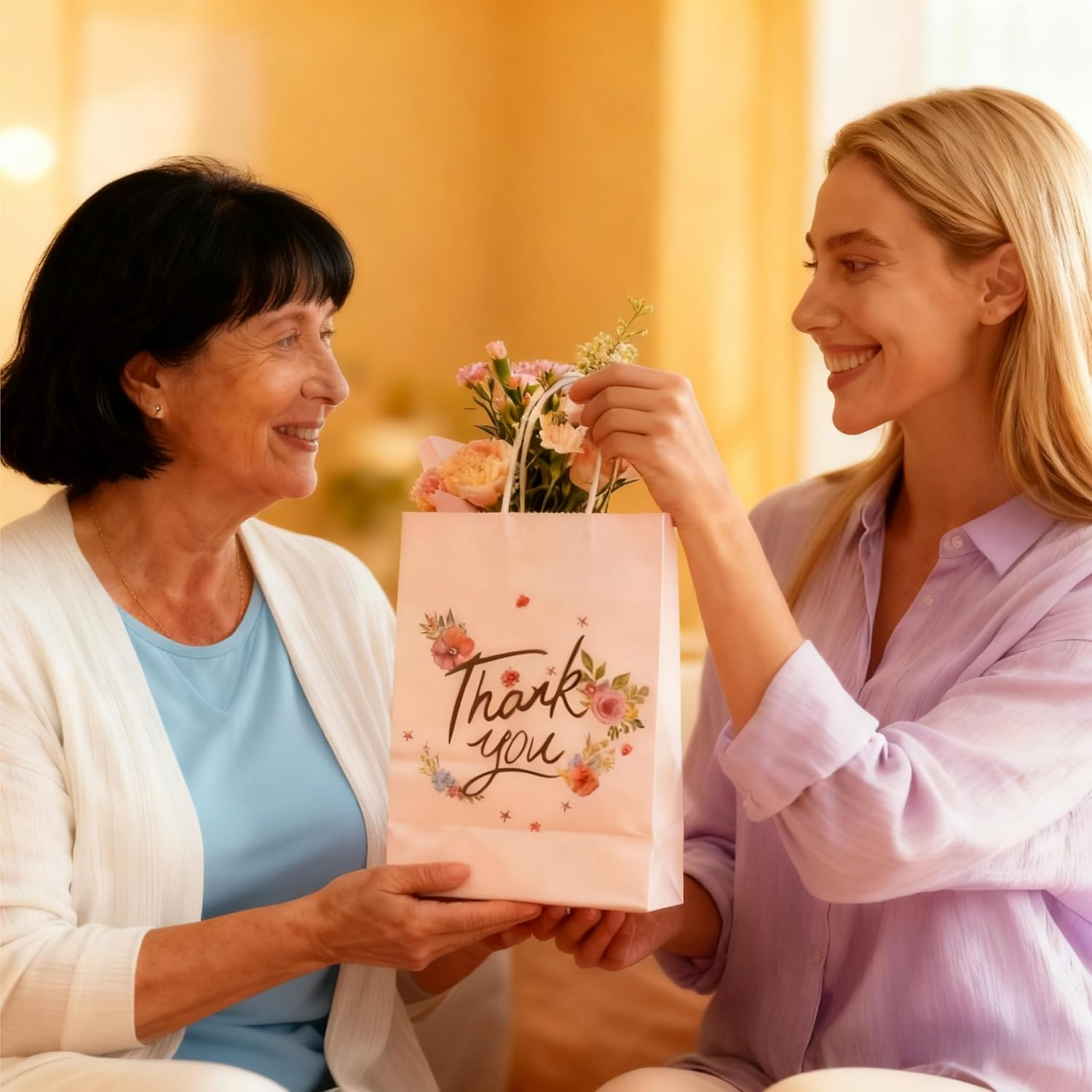 RJDJDLXM 12 Pack Thank You Gift Bags,Kraft Paper Bags, Party Favor Bags Birthday Party Supplies, Paper Gift Bags with Handles Packaging image number 5