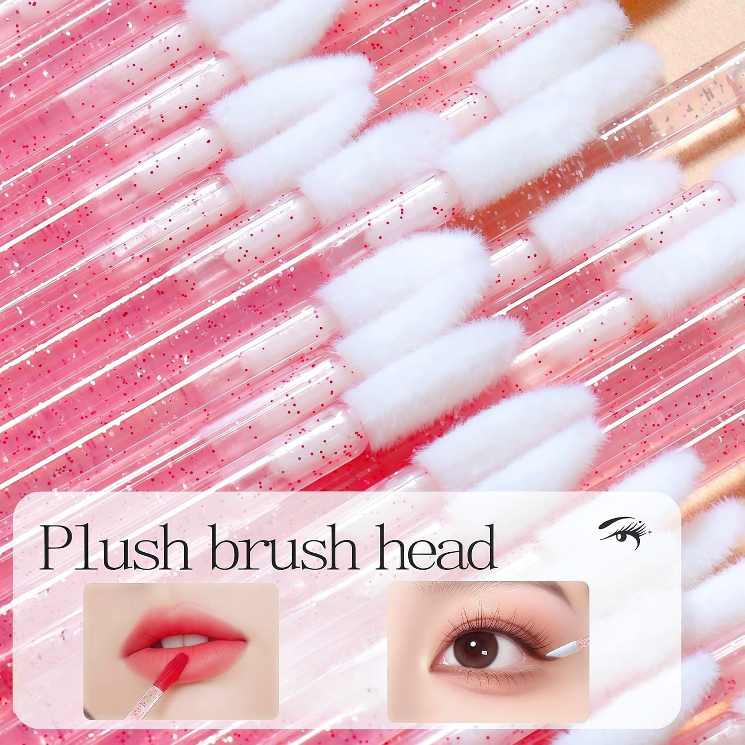 QIAOXUFE 200Pcs Make-Up Lipstick Brush, Lip Gloss, Concealer Brush, Lipstick Stick Applicator, Lip Applicator Tool for Perfect Lip Makeup（50Pcs Pink+50Pcs Blue+50Pcs Purple+50Pcs Black)Crystal Stick Lip Brush image number 4