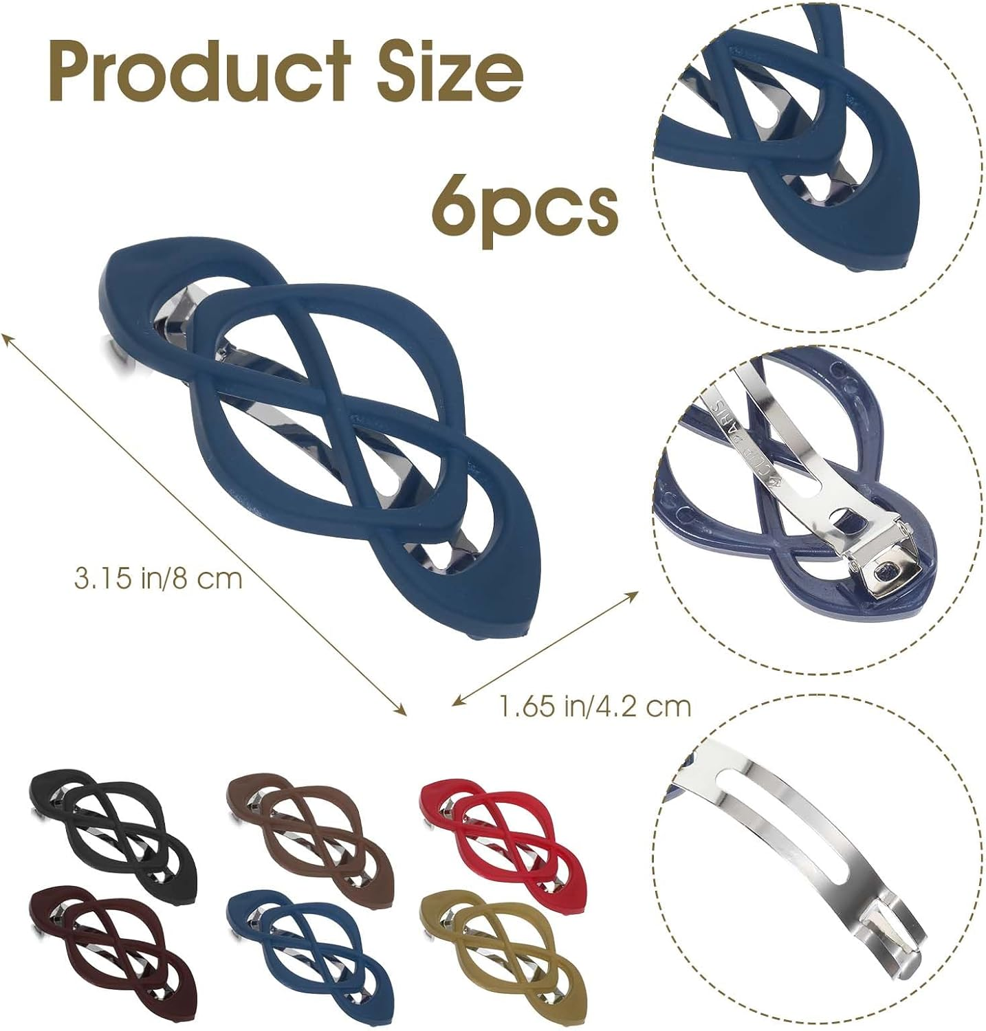 YBEATY 6PCS Vintage French Barrette Clips French Hair Barrette for Women Classic Design Vintage Snap Hair Clips Decorative Strong Hold Grip Barrettes Hairclip Elegant Retro Accessories for Thick image number 5