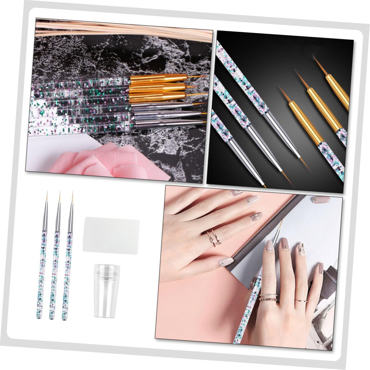 PENIKOKO Cosmetology Kit Nail Art Pen Nail Pull Pen Art Liner Manicure Kit Stamp Diy Tools image number 2