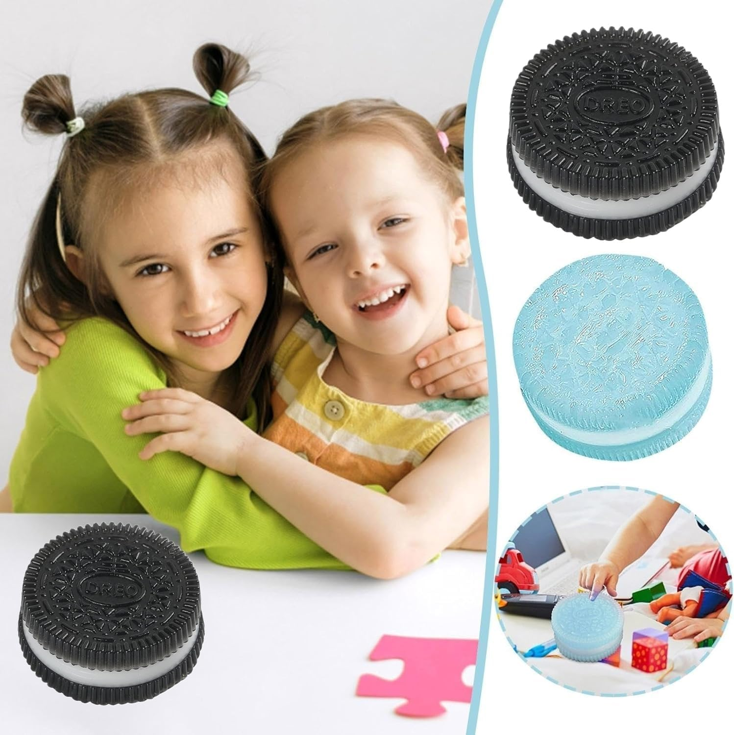 4 Pcs Biscuit Stress Relief Toy, Super Soft Memory Recovery Reusable Taba Squishy Toy , Fufu Squishy Toy for High Stress People (4Pcs-Cookie) - 4Pcs-Cookie image number 2