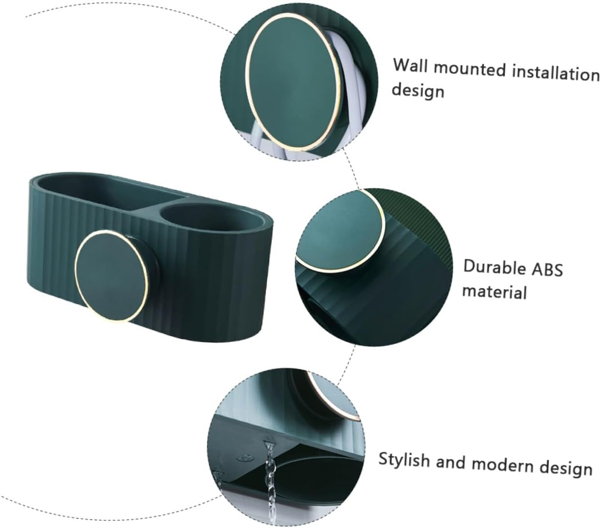 WRITWAA Wall Mounted Hair Dryer Storage Rack Bathroom Organizer Space Saving Holder in Peacock Green for Hairdryer and Accessories Practical Bathroom Supply image number 2