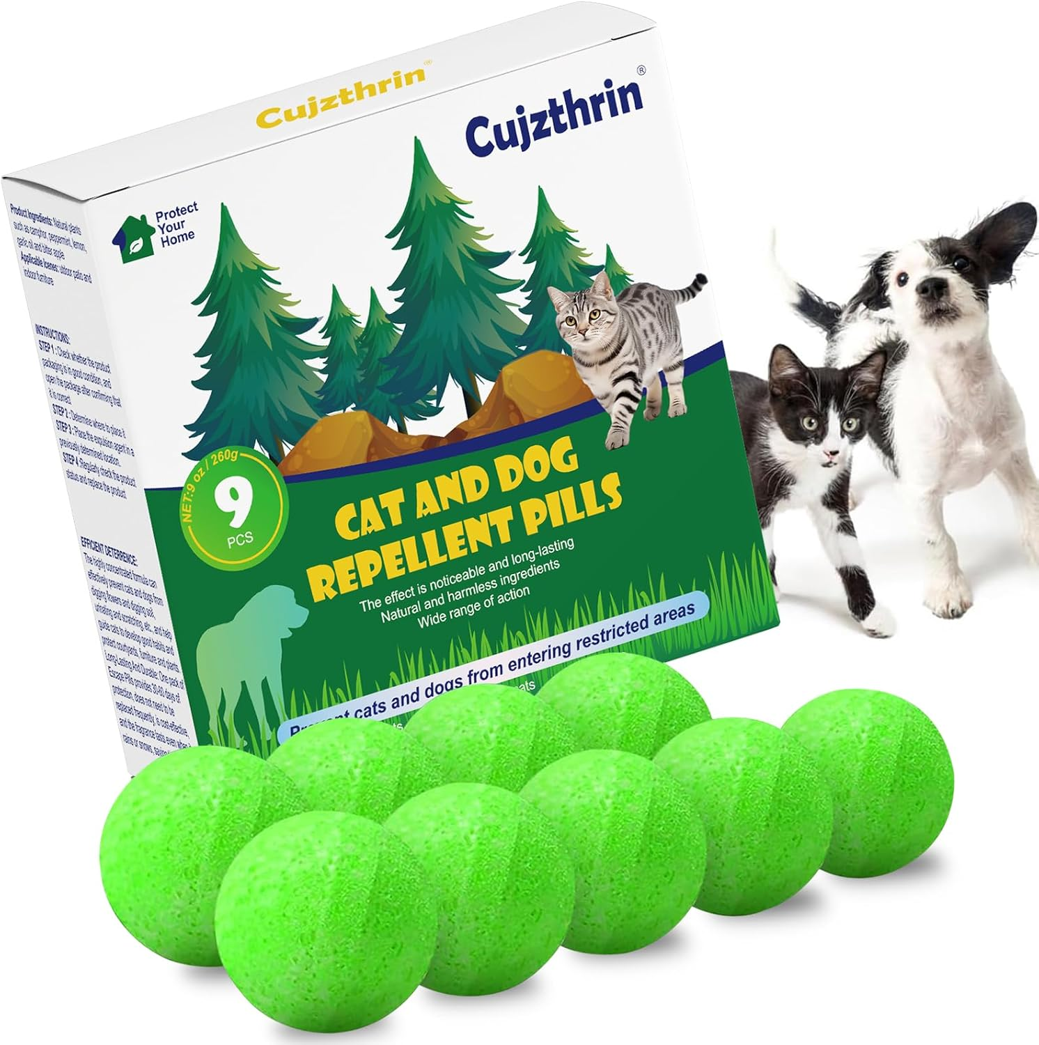 Natural Peppermint Cat & Dog Repellent, 9 Pack &ndash; Plant-Based Formula, Safe for Pets & Kids, 6-Month Protection, Indoor & Outdoor Use for Yard, Garden, Furniture image number 3