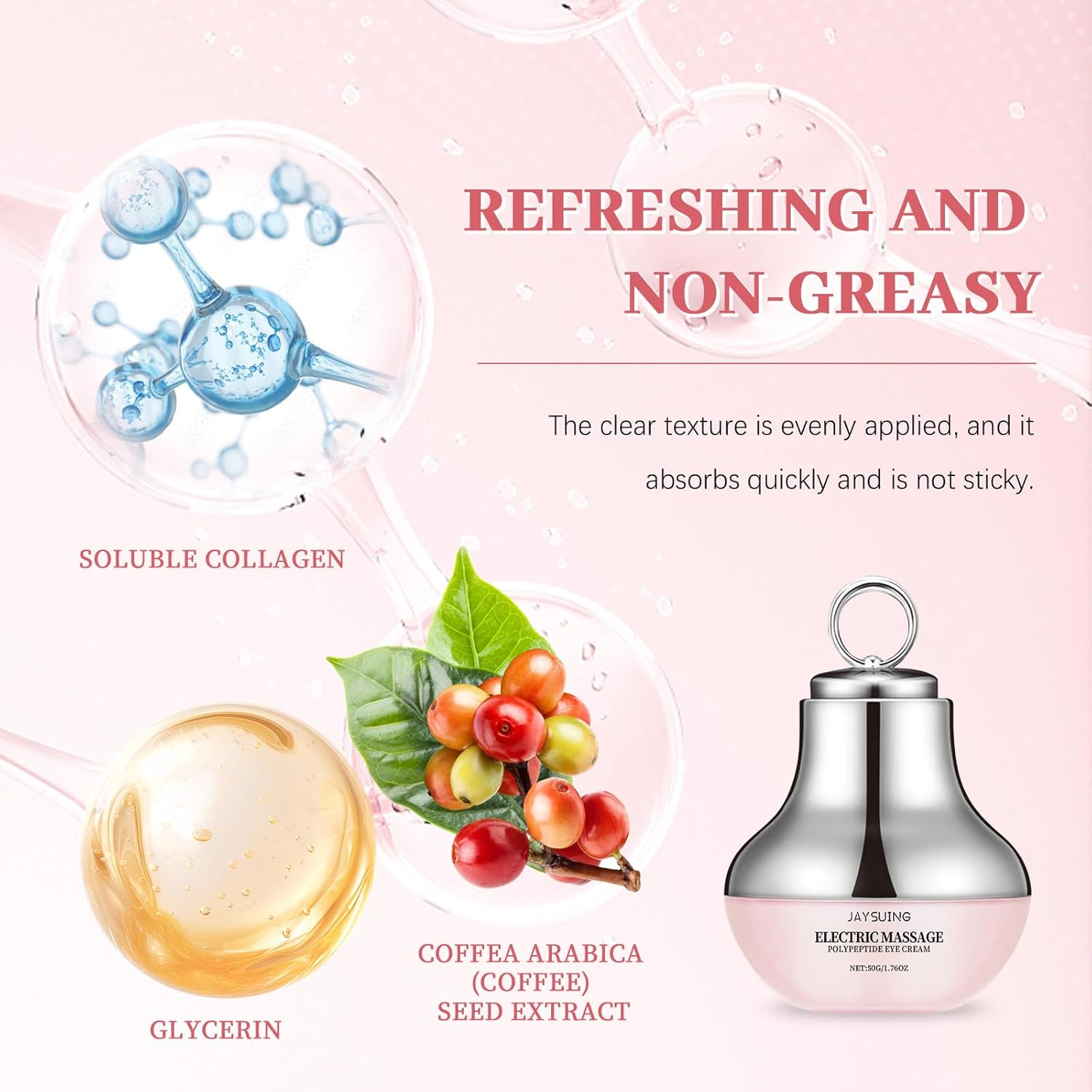 Electric Massage Eye Cream for Dark Circle,Tired Eye Refreshment with Gentle Vibration,Firm and Smooth of Fine Lines, for Anti-Wrinkle, Firming, Moisturizing image number 1