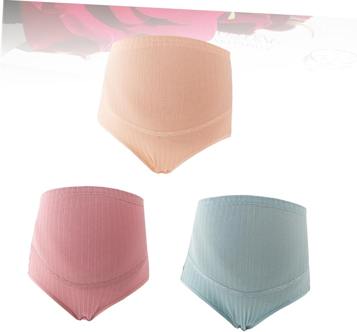 3Pcs High Waisted Maternity Underwear Panties Cotton Underwear High Waist Maternity Comfortable image number 2