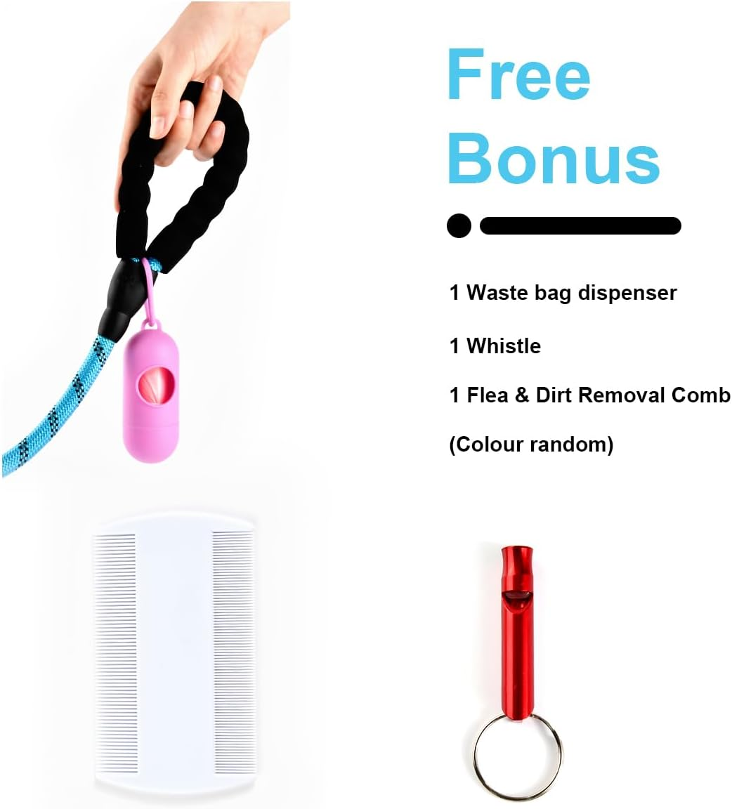 Ruayia Dog Lead with Comfortable Padded Handle, Sturdy Dog Lead for Training and Walking, Reflective Soft Nylon Lead for Large Dogs, 1.5 M, Blue image number 5