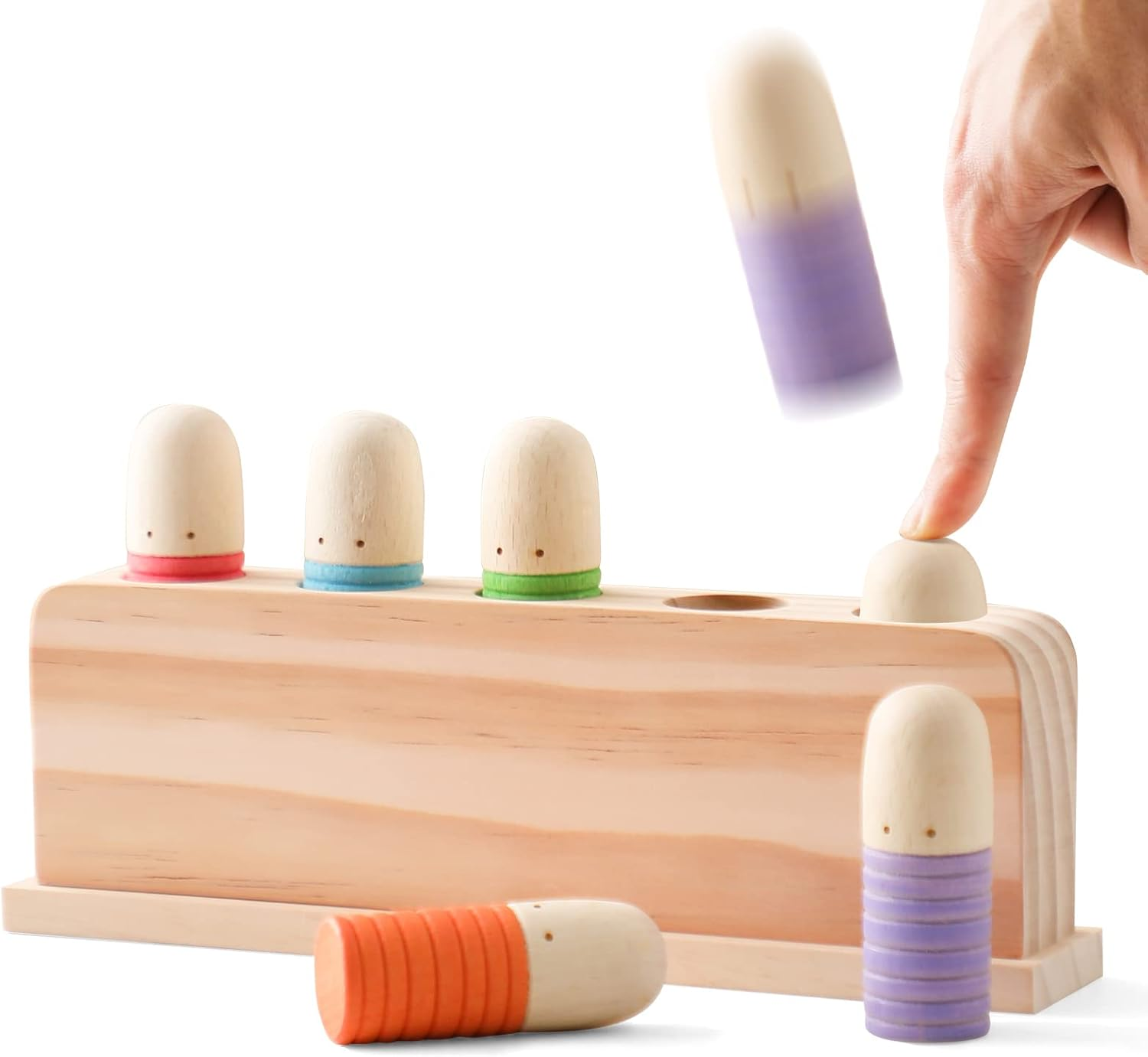 Promise Babe Pop up Puppets | Multicolor Wooden Color Sorting & Montessori Color Matching Toys | Preschool Learning Educational Toys for Kids Boys & Girls Ages 3+ image number 3