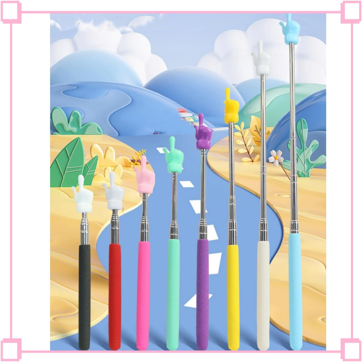 8Pcs Telescopic Teachers Pointer Sticks Mini Retractable School Supplies for Elementary School Kindergarten Teacher, Classroom Pointer Tool (Multicolour) (8) image number 6
