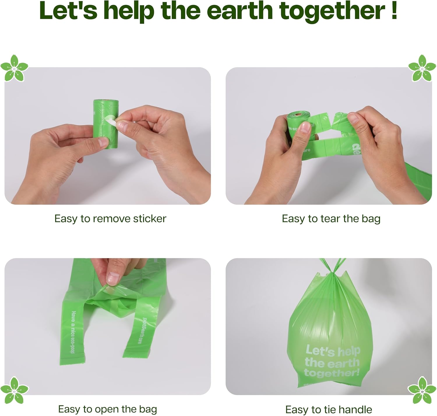 Dog Poop Bags with Handles Sakura Scented 120 Counts 8 Rolls Leak Proof and Extra Thick Waste Bags Refill Rolls for Small Medium Large Dogs and Cats image number 5